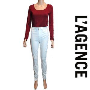 L Agence Josie High Rise Skinny Split NWT White Size 26